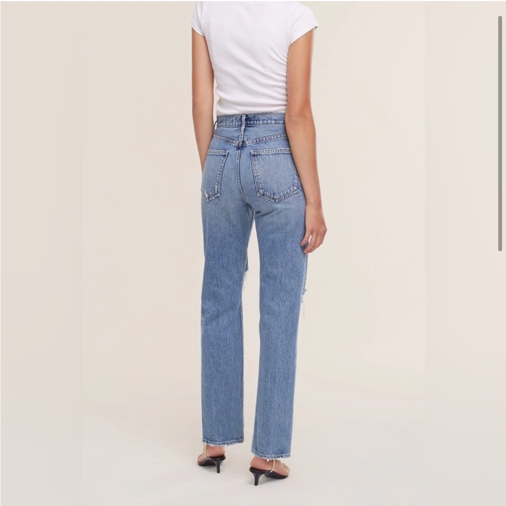 Agolde Lana Distressed Straight-Leg Jeans Backdrop Blue size 28 - Picture 3 of 16